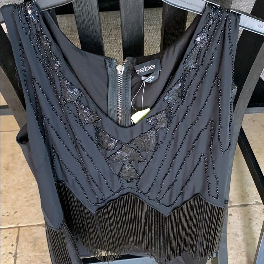 BEbe Sequin tassel tank top